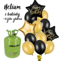 Helium + balnkov buket Black gold stars