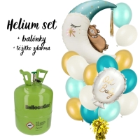 Helium set - Medvdek na msci boy - 2 folie + mix balnk 18 ks 23 cm