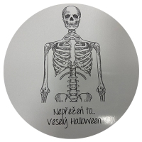 Samolepka "Nepee to - Vesel Halloween" Kostra - sv. ed 10 cm