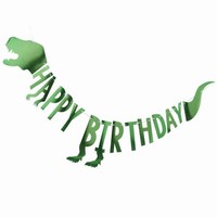 BANNER Happy Birthday Dino metalick zelen 2m